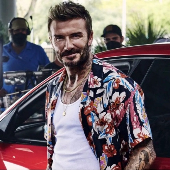 Go Hawaii Vintage Aqua Blue Cotton Sunset Shirt Size M Aloha Palm Trees Orchids - Picture 16 of 16